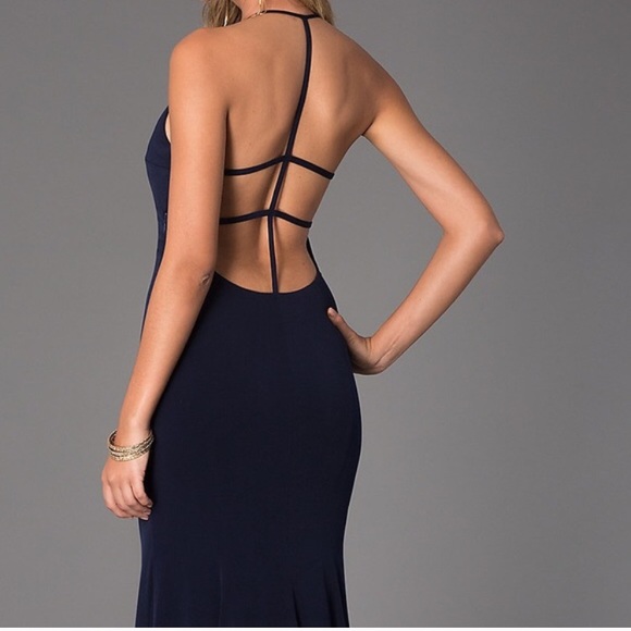 Jovani navy open back gown - Picture 3 of 3